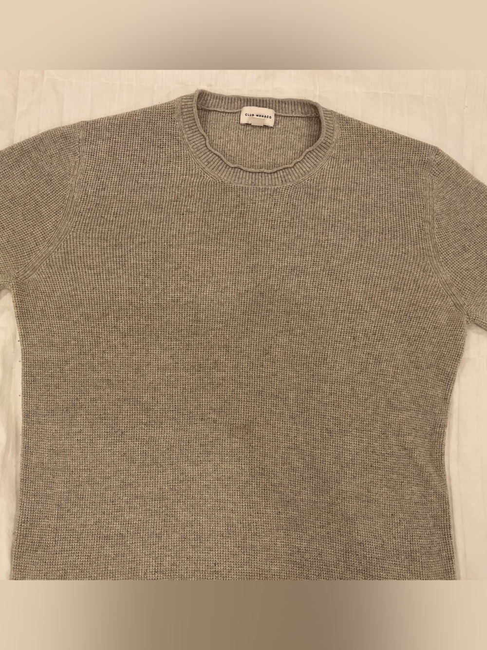 Club Monaco Gray Ribbed Knit Crewneck Sweater